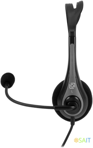 Наушники с микрофоном Оклик HS-M300 черный/серый 1.8м накладные оголовье (1876323)