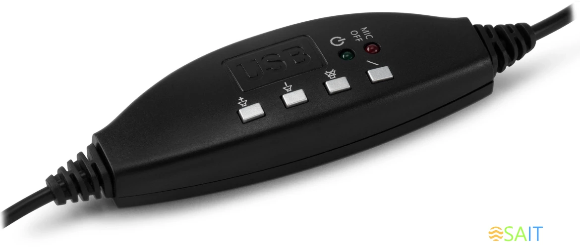 Наушники с микрофоном Оклик HS-M300 черный/серый 1.8м накладные оголовье (1876323)