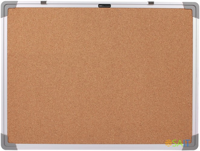 Доска пробковая Deli E39052 пробка коричневый 45x60см алюминиевая рама