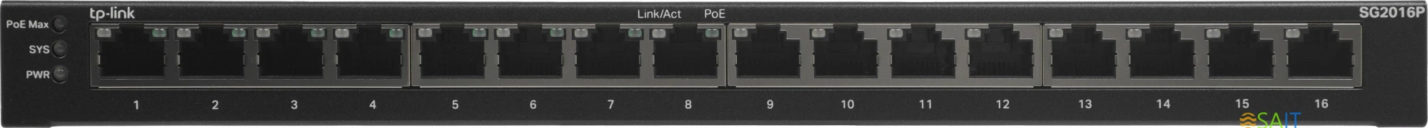 Коммутатор TP-Link SG2016P (L2+) 16x1Гбит/с 8PoE+ 120W управляемый