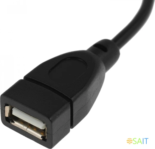 Кабель USB (f)-micro USB (m) 0.2м черный