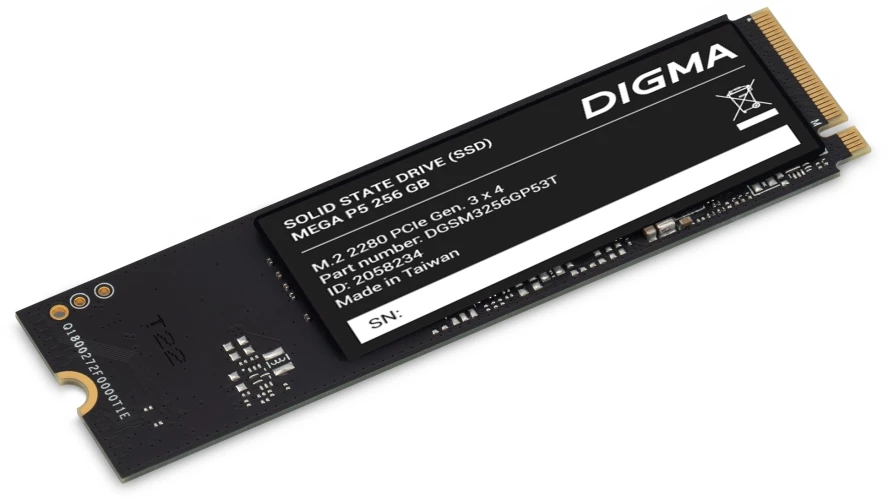 Накопитель SSD Digma PCIe 3.0 x4 256GB DGSM3256GP53T Mega P5 M.2 2280