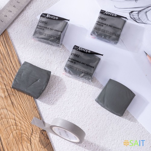 Ластик Deli EH02610 42х42х12мм серый клячка картонный дисплей