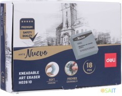 Ластик Deli EH02610 42х42х12мм серый клячка картонный дисплей