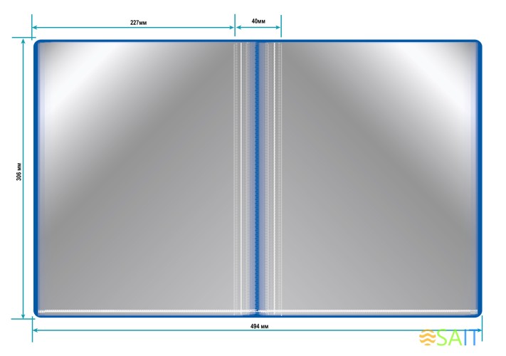 Папка с 100 прозр.вклад. Бюрократ -BPVN100BLUE A4 пластик 0.8мм торц.карм с бум. встав синий