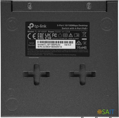 Коммутатор TP-Link TL-SF1005P (L2) 5x100Мбит/с 4PoE 58W неуправляемый