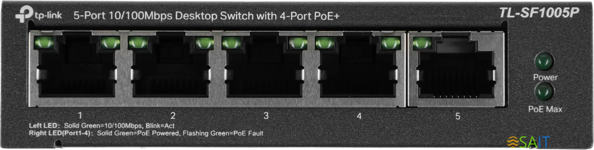 Коммутатор TP-Link TL-SF1005P (L2) 5x100Мбит/с 4PoE 58W неуправляемый