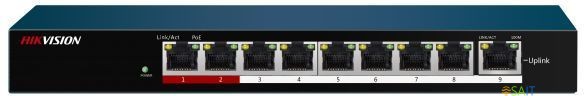 Коммутатор Hikvision DS-3E0109P-E/M(B) 9x100Мбит/с 8PoE+ 58W неуправляемый