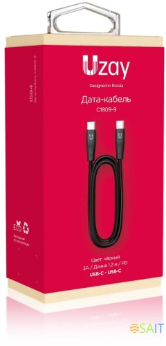 Кабель Uzay UZ-12CC-C1809-9-BK USB Type-C (m)-USB Type-C (m) 1.2м черный коробка (упак.:1шт)