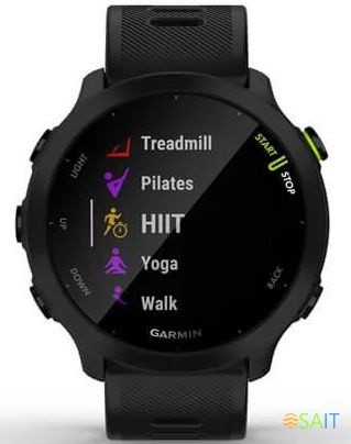 Смарт-часы Garmin Forerunner 55 42мм 1.04" LCD корп.черный рем.черный разм.брасл.:127-220мм (010-02562-10)