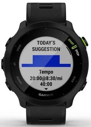 Смарт-часы Garmin Forerunner 55 42мм 1.04" LCD корп.черный рем.черный разм.брасл.:127-220мм (010-02562-10)