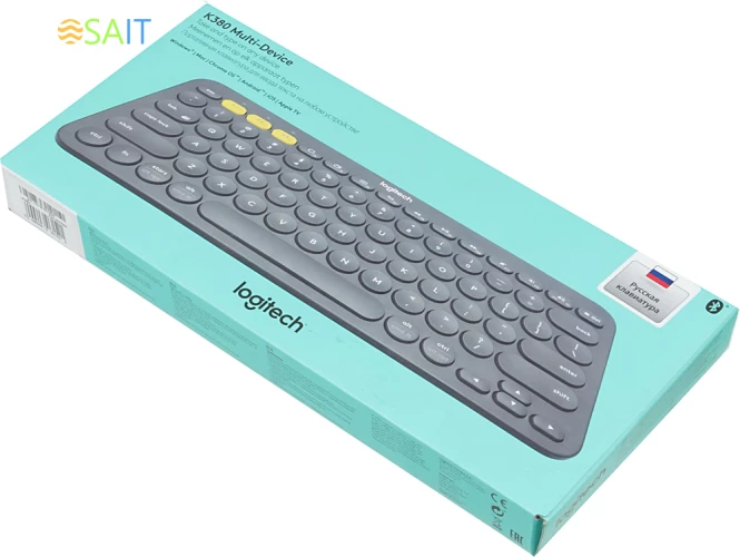 Клавиатура Logitech K380 темно-серый беспроводная BT slim Multimedia для ноутбука (920-007584)