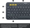 Клавиатура Logitech K380 темно-серый беспроводная BT slim Multimedia для ноутбука (920-007584)