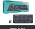 Клавиатура Logitech K380 темно-серый беспроводная BT slim Multimedia для ноутбука (920-007584)