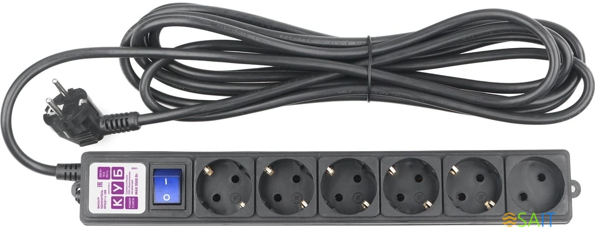 Сетевой фильтр Powercube SPG6-B2 5м (6 розеток) черный (коробка)