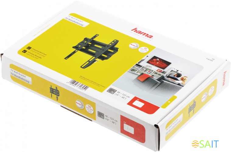 Кронштейн для телевизора Hama H-118106 черный 19"-48" макс.25кг настенный фиксированный