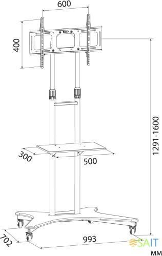 Стойка для телевизора Cactus CS-ST31 черный 37"-75" макс.81.6кг напольный мобильный