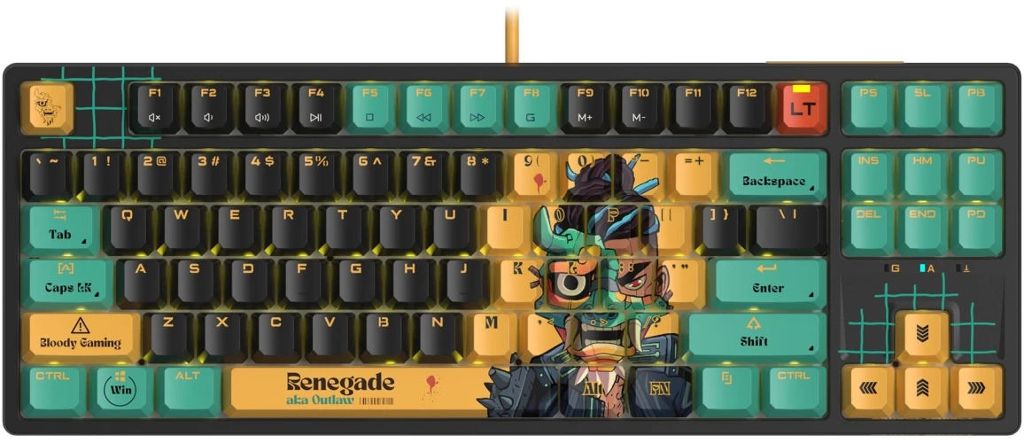 Клавиатура A4Tech Bloody AT87 Renegade механическая черный/зеленый USB for gamer LED (AT87)