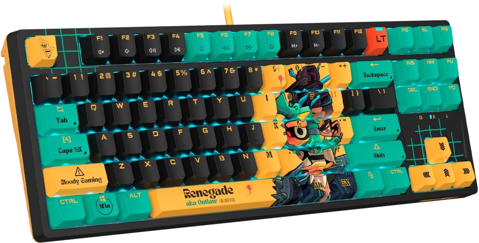 Клавиатура A4Tech Bloody AT87 Renegade механическая черный/зеленый USB for gamer LED (AT87)