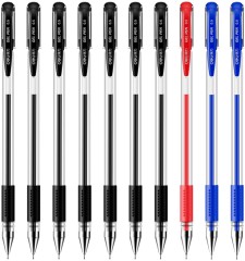 Набор ручек гелев. Deli 6610 прозрачный/ассорти ассор. черн. блистер (10шт) линия 0.5мм резин. манжета 10 ручек