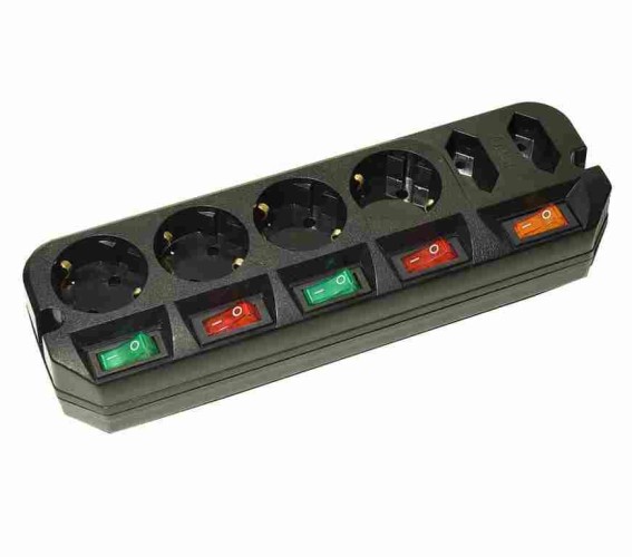 Сетевой удлинитель Most A16 1.6м (6 розеток) черный (коробка)