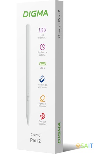 Стилус Digma Pro i2 для Apple iPad/Pro/Air/Mini белый (DGSPI2WT)