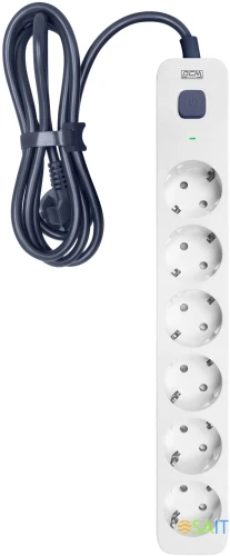 Сетевой фильтр Powercom SP-06W 5,0М 5.0м (6 розеток) белый/серый (коробка)