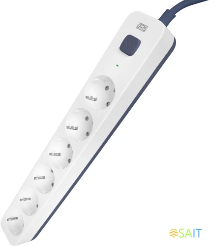 Сетевой фильтр Powercom SP-06W 5,0М 5.0м (6 розеток) белый/серый (коробка)