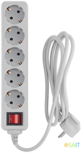 Сетевой фильтр PC Pet AP01006-1.8-G 1.8м (5 розеток) серый (пакет ПЭ)