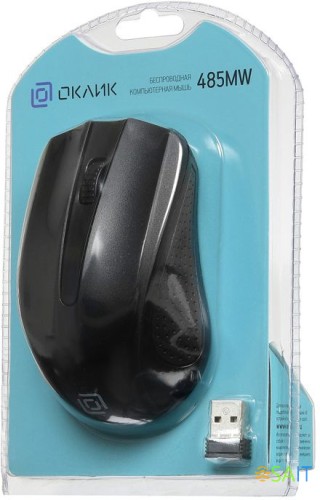 Мышь Оклик 485MW черный оптическая 1600dpi беспров. USB для ноутбука 3but (997819)