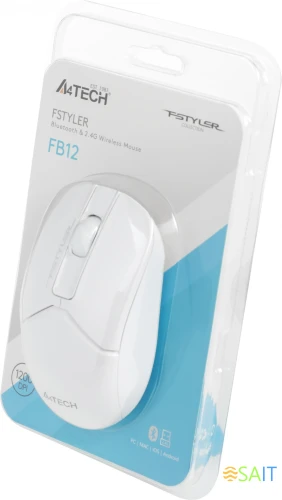 Мышь A4Tech Fstyler FB12 белый оптическая 1200dpi беспров. BT/Radio USB 3but (FB12 WHITE)