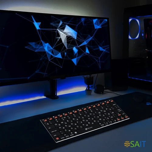 Клавиатура Оклик 840S черный USB беспроводная BT slim (754787)