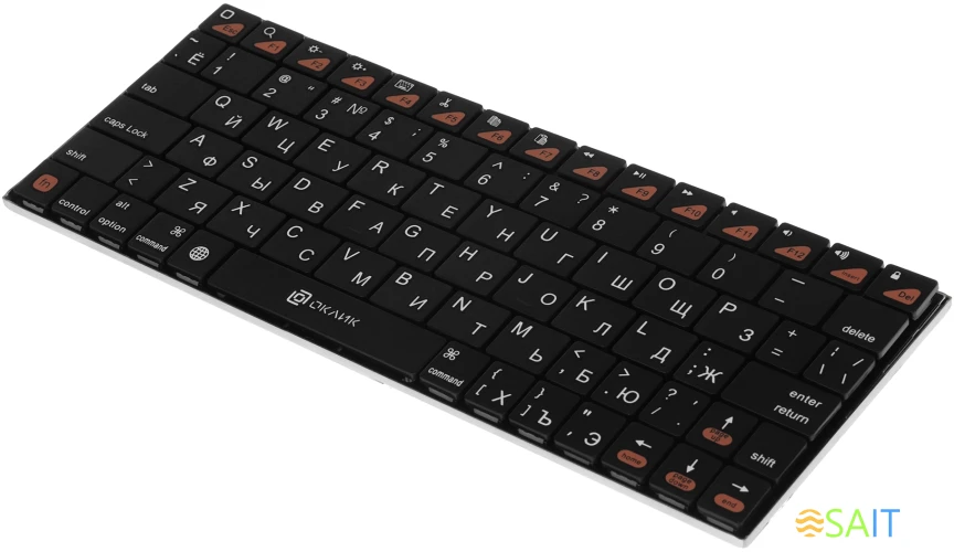 Клавиатура Оклик 840S черный USB беспроводная BT slim (754787)