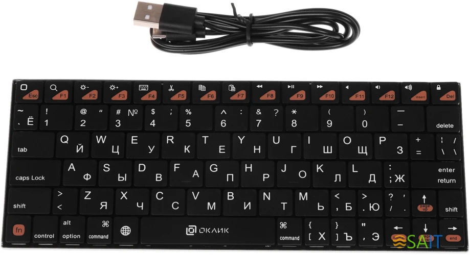 Клавиатура Оклик 840S черный USB беспроводная BT slim (754787)
