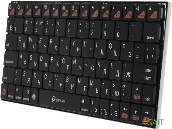 Клавиатура Оклик 840S черный USB беспроводная BT slim (754787)