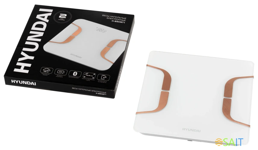 Весы напольные электронные Hyundai H-BS03871 макс.180кг белый