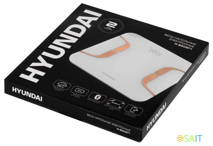 Весы напольные электронные Hyundai H-BS03871 макс.180кг белый