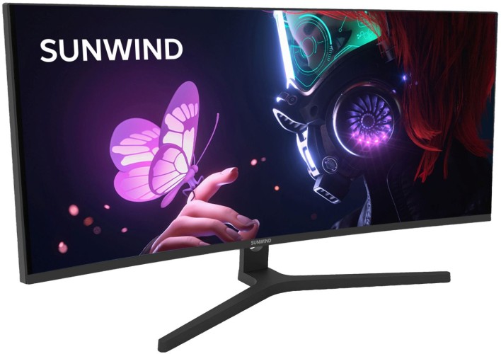 Монитор SunWind 34" SM-34QV401 черный VA LED 1ms 21:9 HDMI матовая 300cd 178гр/178гр 3440x1440 165Hz G-Sync DP WQ 5.6кг