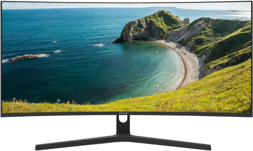 Монитор SunWind 34" SM-34QV401 черный VA LED 1ms 21:9 HDMI матовая 300cd 178гр/178гр 3440x1440 165Hz G-Sync DP WQ 5.6кг