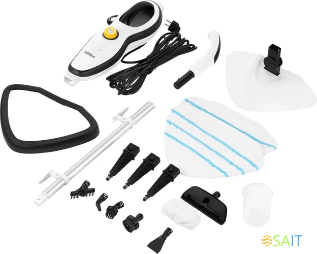 Швабра паровая Kitfort КТ-1045 1500Вт белый/черный