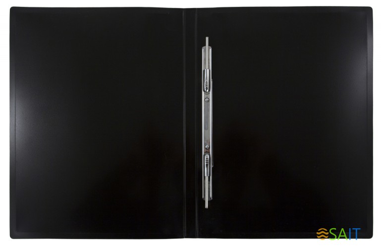 Папка метал.пруж.скоросш. Бюрократ DeLuxe DL07PBLCK A4 пластик 0.7мм кор.27мм черный