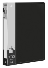Папка с 100 прозр.вклад. Бюрократ -BPVN100BLCK A4 пластик 0.8мм торц.карм с бум. встав черный