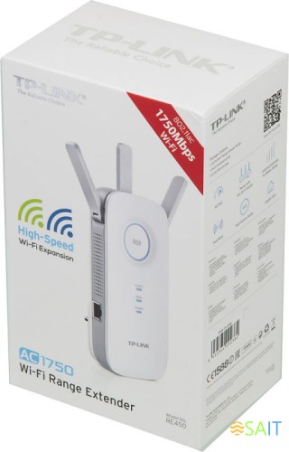 Повторитель беспроводного сигнала TP-Link RE450 AC1750 10/100/1000BASE-TX белый