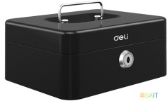 Ящик для денег Deli ET500 90x200x160 черный металл 1.2кг