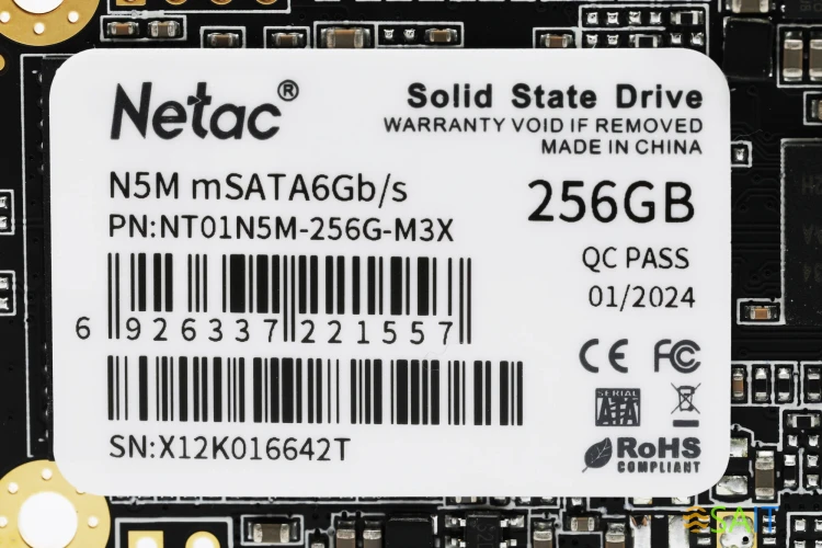 Накопитель SSD Netac SATA-III 256GB NT01N5M-256G-M3X N5M mSATA
