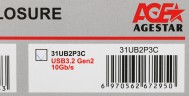 Внешний корпус для HDD/SSD AgeStar 31UB2P3C SATA USB3.2 пластик черный hotswap 2.5"