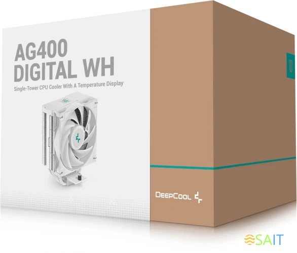 Устройство охлаждения(кулер) Deepcool AG400 Digital WH Soc-AM5/AM4/1200/1700/1851 белый 4-pin 31.6dB Al+Cu LCD 220W 636gr Ret (R-AG400-WHNDMN-G-1)