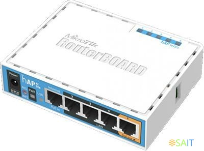 Роутер беспроводной MikroTik hAP ac lite (RB952UI-5AC2ND) AC750 10/100BASE-TX белый