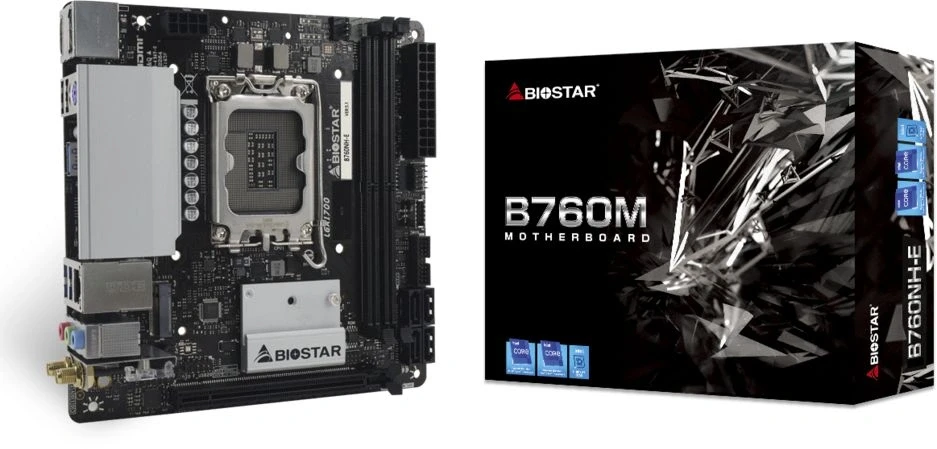 Материнская плата Biostar B760NH-E Soc-1700 Intel B760 2xDDR5 mini-ITX AC`97 8ch(7.1) 2.5Gg RAID+HDMI+DP