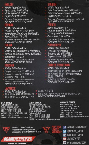 Накопитель SSD Patriot PCIe 4.0 x4 2TB VP4300-2TBM28H Viper VP4300 M.2 2280